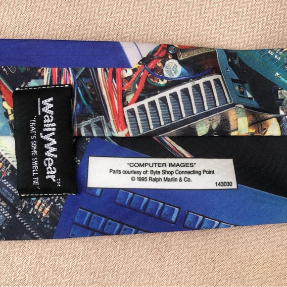 Ralph Marlin Vintage 90s  "Computer Images" Mouse on a Mouse PC Circuits Necktie - Picture 6 of 8